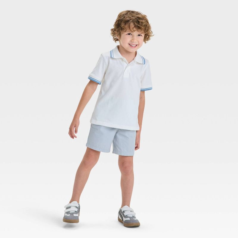 slide 3 of 3, Toddler Boys' Pull-On Woven Shorts - Cat & Jack™ Gray 2T: Midweight Twill, Flexible Drawstring, 3.75" Inseam, 1 ct