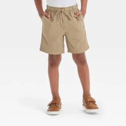 Toddler Boys' Pull-On Woven Shorts - Cat & Jack™ Brown 18M: Midweight Cotton, Twill, Front Drawstring