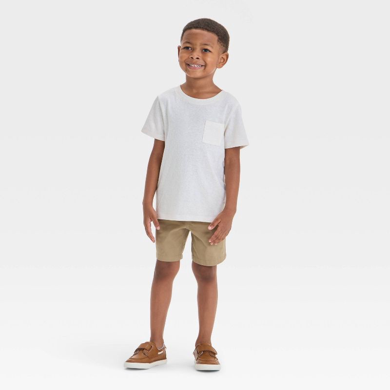 slide 3 of 3, Toddler Boys' Pull-On Woven Shorts - Cat & Jack™ Brown 4T: 100% Cotton, Midweight Twill, Flexible Drawstring, 1 ct