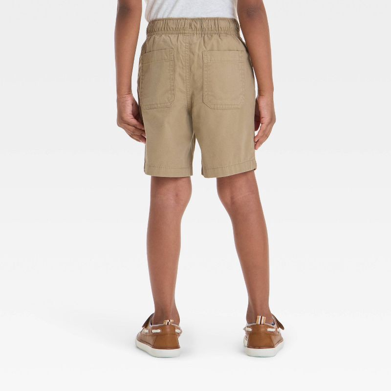 slide 2 of 3, Toddler Boys' Pull-On Woven Shorts - Cat & Jack™ Brown 5T: Midweight Cotton Twill, Flexible Drawstring, 1 ct