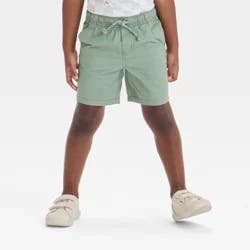 Toddler Boys' Pull-On Woven Shorts - Cat & Jack™ Green 12M: Cotton Twill, Midweight, Drawstring Waist