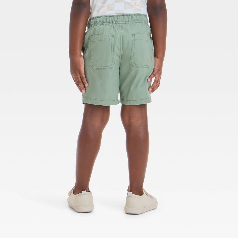 slide 2 of 3, Toddler Boys' Pull-On Woven Shorts - Cat & Jack™ Green 2T: 100% Cotton, Midweight Twill, Regular Fit, Flexible Drawstring, 1 ct