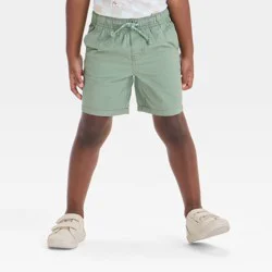 Toddler Boys' Pull-On Woven Shorts - Cat & Jack™ Olive Green 4T: Midweight Cotton, Flexible Drawstring, Twill Fabric