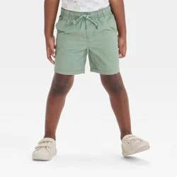 Toddler Boys' Pull-On Woven Shorts - Cat & Jack™ Olive Green 4T: Midweight Cotton, Flexible Drawstring, Twill Fabric