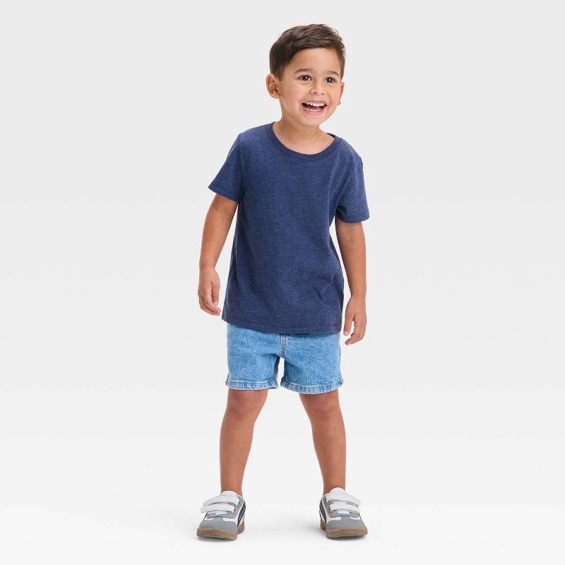 slide 3 of 3, Toddler Boys' Short Sleeve Solid T-Shirt - Cat & Jack™ Navy Blue 12M, 1 ct