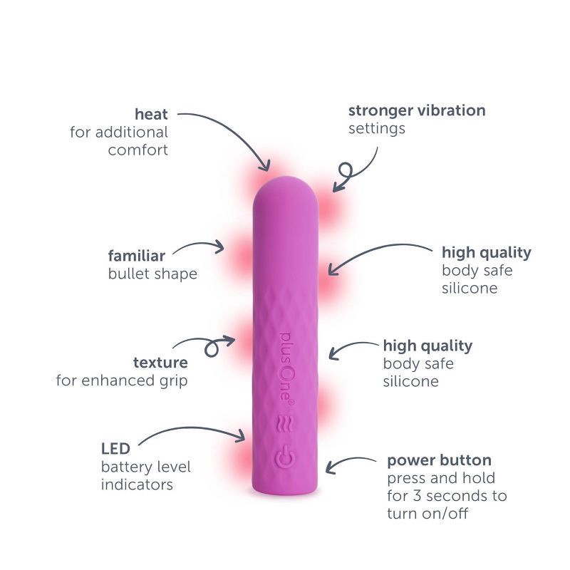 slide 7 of 8, plusOne Vibrating Super Bullet with Warming Heat Setting, 1 ct