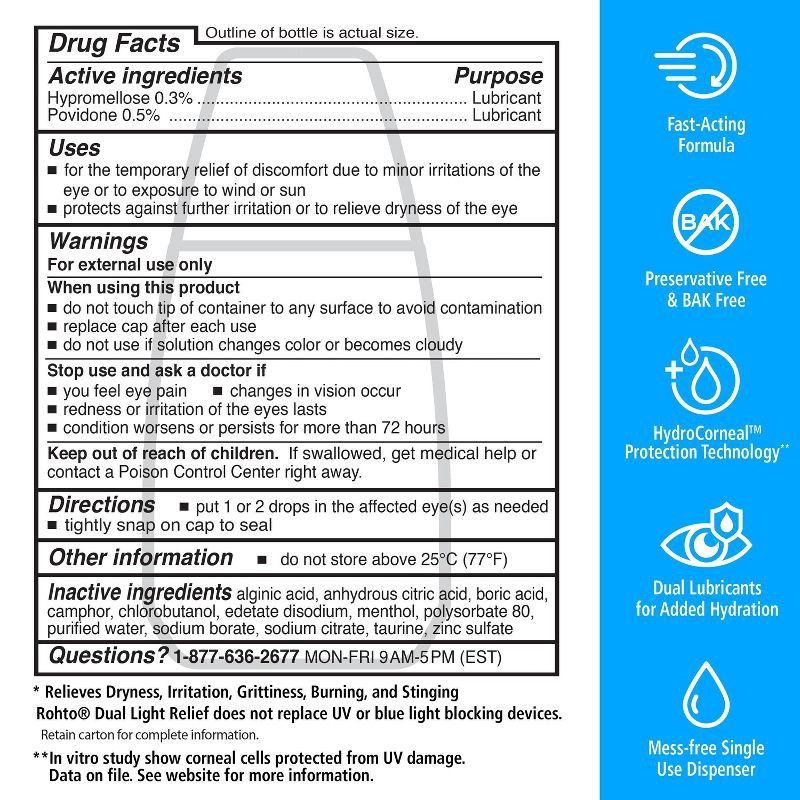 slide 6 of 7, Rohto Dual Light Relief Lubricant Eye Drops - 0.6 fl oz, 0.6 fl oz