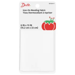 Dritz Mending Fabric, Iron-On - White, 6 in x 13 in