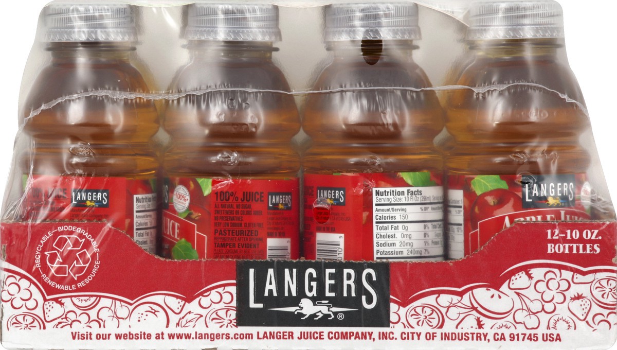 slide 4 of 4, Langers 100% Apple Juice, 12 ct; 10 fl oz