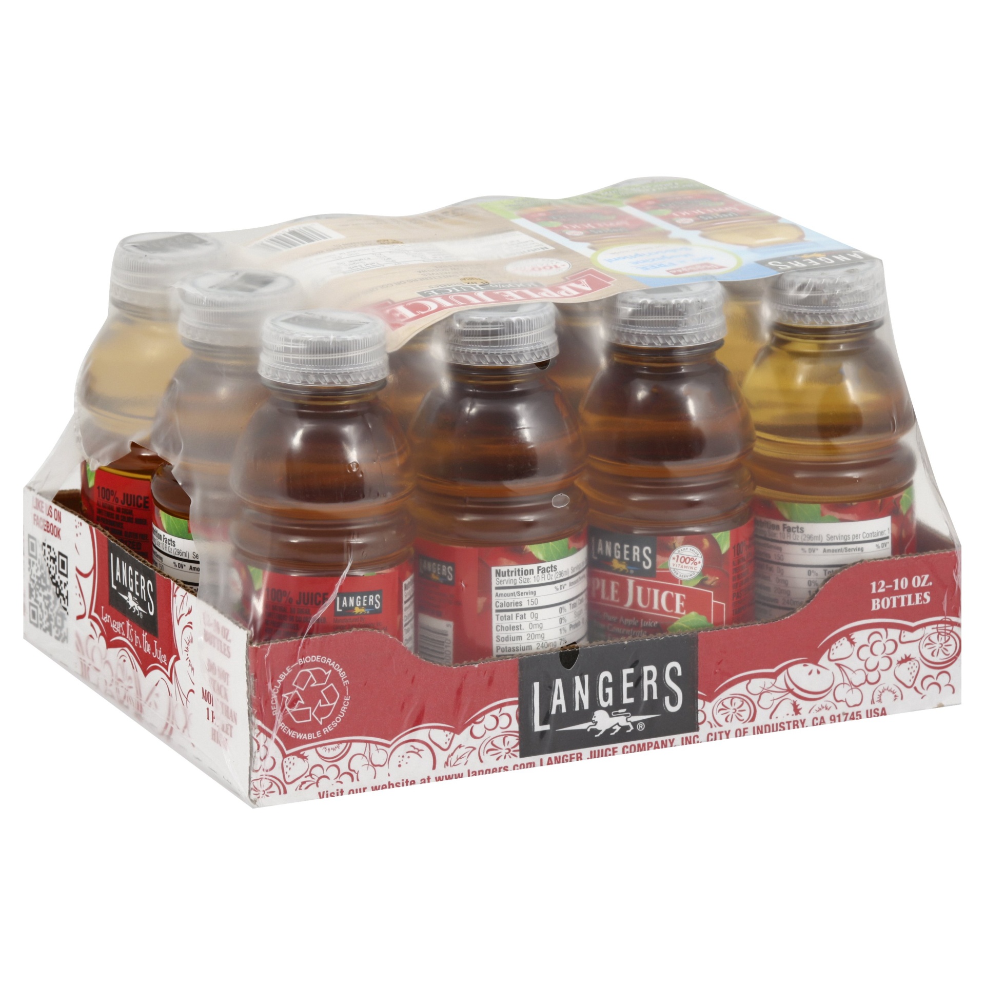 slide 1 of 4, Langers 100% Apple Juice, 12 ct; 10 fl oz