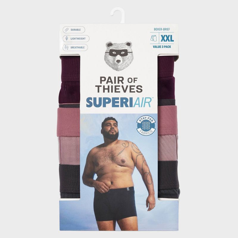 slide 2 of 6, Pair of Thieves Men's 3pk SuperiAir Boxer Briefs - Purple XL: Tagless, Full Waistband Elastic, Flat Seams, 3 ct