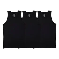 Pair of Thieves Men's 3pk SuperiAir Cotton Tank Top - Black S: Tagless, Crew Neck, Jersey Fabric