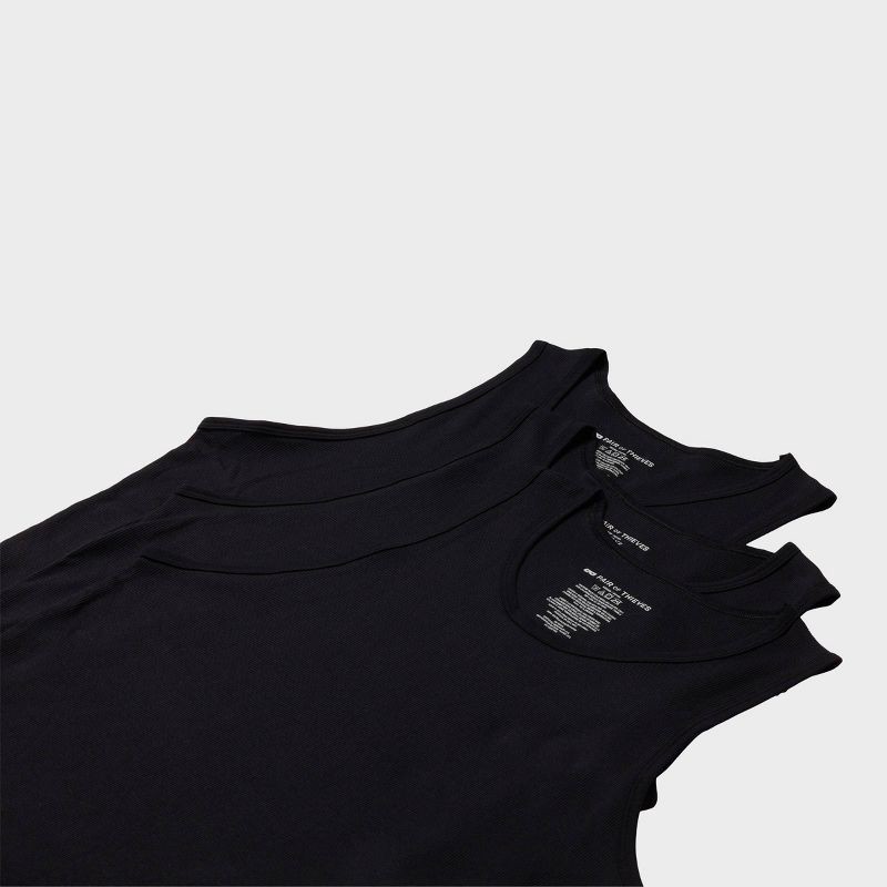slide 3 of 6, Pair of Thieves Men's 3pk SuperiAir Cotton Tank Top - Black L: Tagless, Crew Neck, Jersey Fabric, 3 ct