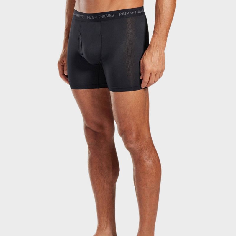 slide 5 of 5, Pair of Thieves Men's 2pk Super Fit Solids Boxer Briefs - Coral Pink XL: Seamless, Tagless, Mesh Construction, 2 ct