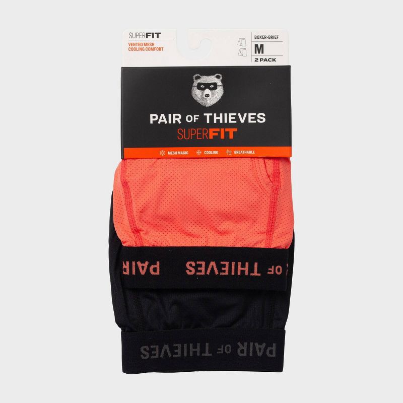 slide 1 of 5, Pair of Thieves Men's 2pk Super Fit Solids Boxer Briefs - Coral Pink XL: Seamless, Tagless, Mesh Construction, 2 ct