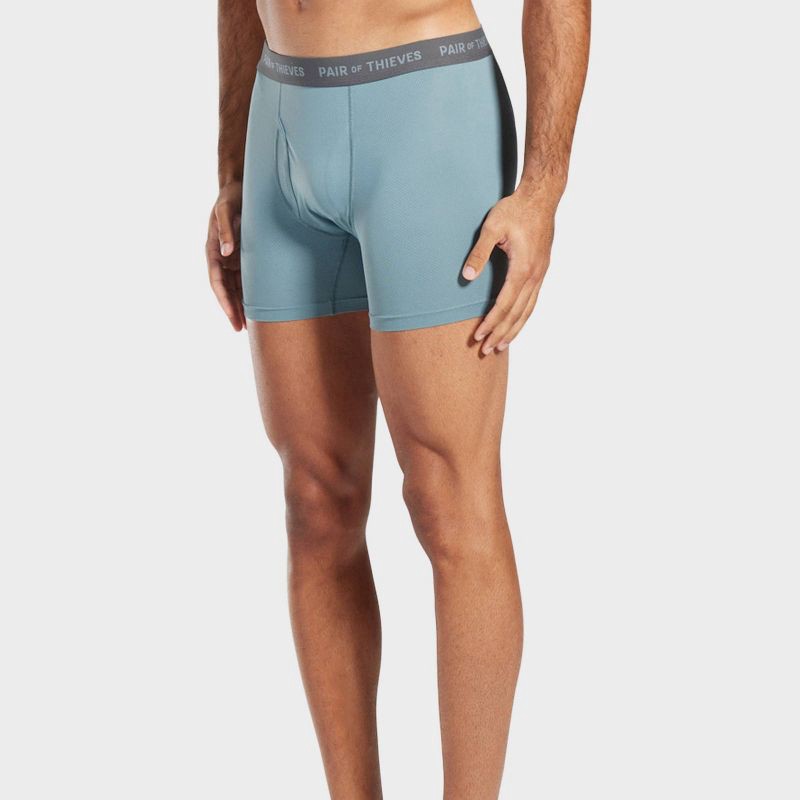 slide 3 of 5, Pair of Thieves Men's 2pk Super Fit Solids Boxer Briefs - Lavender Gray M: Tagless, Mesh, Medium, Solid Pattern, 2 ct