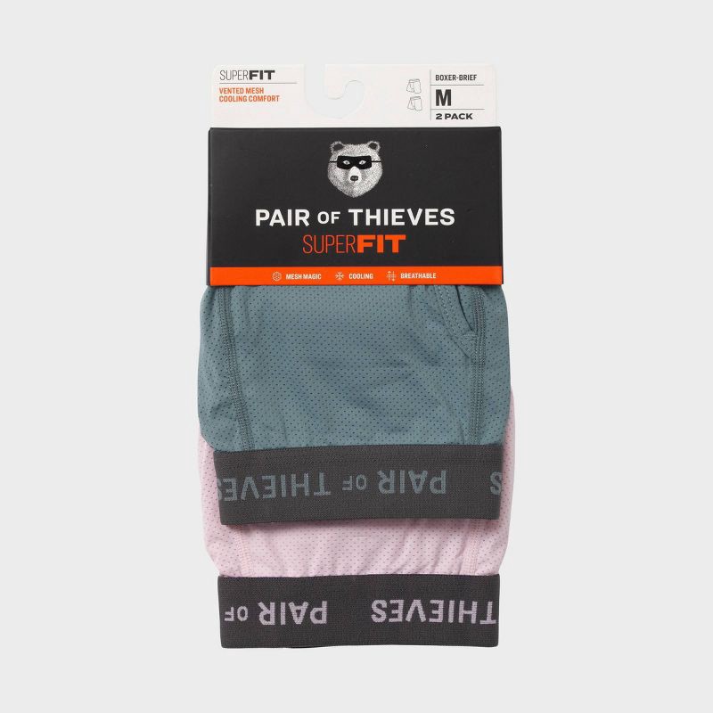 slide 5 of 5, Pair of Thieves Men's 2pk Super Fit Solids Boxer Briefs - Lavender Gray M: Tagless, Mesh, Medium, Solid Pattern, 2 ct