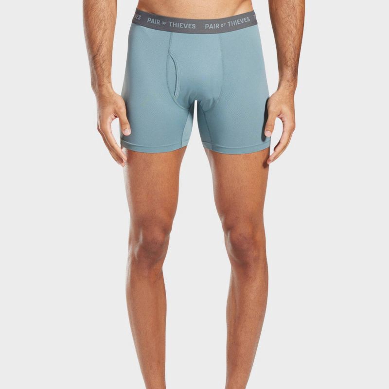 slide 2 of 5, Pair of Thieves Men's 2pk Super Fit Solids Boxer Briefs - Lavender Gray XL: Tagless, Mesh, Flat Seams, Elastic Waistband, 2 ct