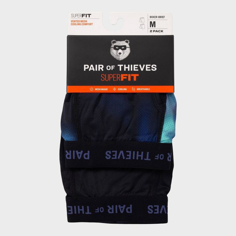 slide 2 of 5, Pair of Thieves Men's Super Fit Print Boxer Briefs 2pk - Vibrant Purple S: Tagless, Mesh, Galaxy Pattern, 2 ct