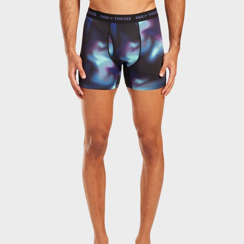 slide 3 of 5, Pair of Thieves Men's Super Fit Print Boxer Briefs 2pk - Vibrant Purple S: Tagless, Mesh, Galaxy Pattern, 2 ct