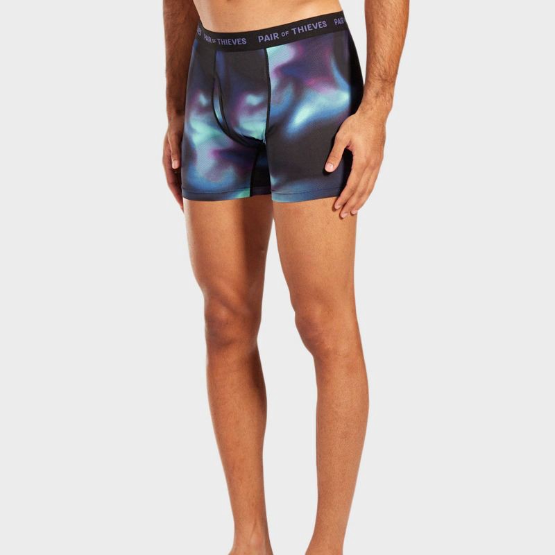 slide 4 of 5, Pair of Thieves Men's Super Fit Print Boxer Briefs 2pk - Vibrant Purple M: Tagless, Mesh, Galaxy Pattern, 2 ct