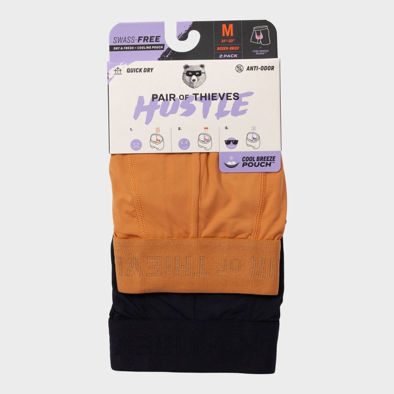 slide 1 of 6, Pair of Thieves Men's 2pk Hustle Boxer Briefs - Gold S: Nylon Spandex Blend, Tagless, Flat Seams, 2 ct