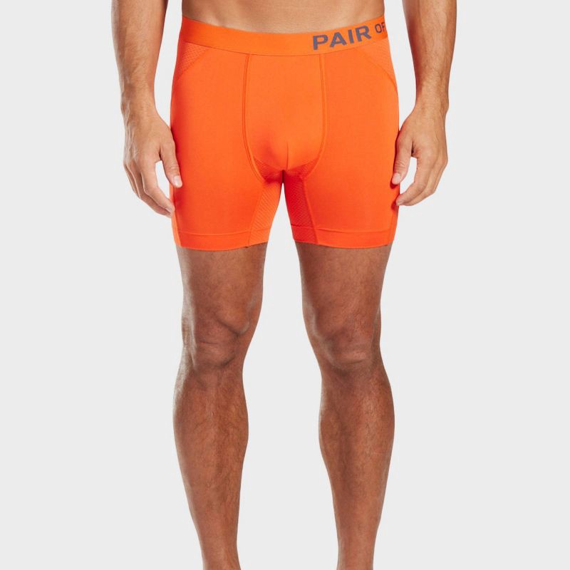 slide 4 of 6, Pair of Thieves Men's 2pk Sport Boxer Briefs - Tomato Red S: Tagless, Mesh Fabric, Full Waistband Elastic, Machine Washable, 2 ct