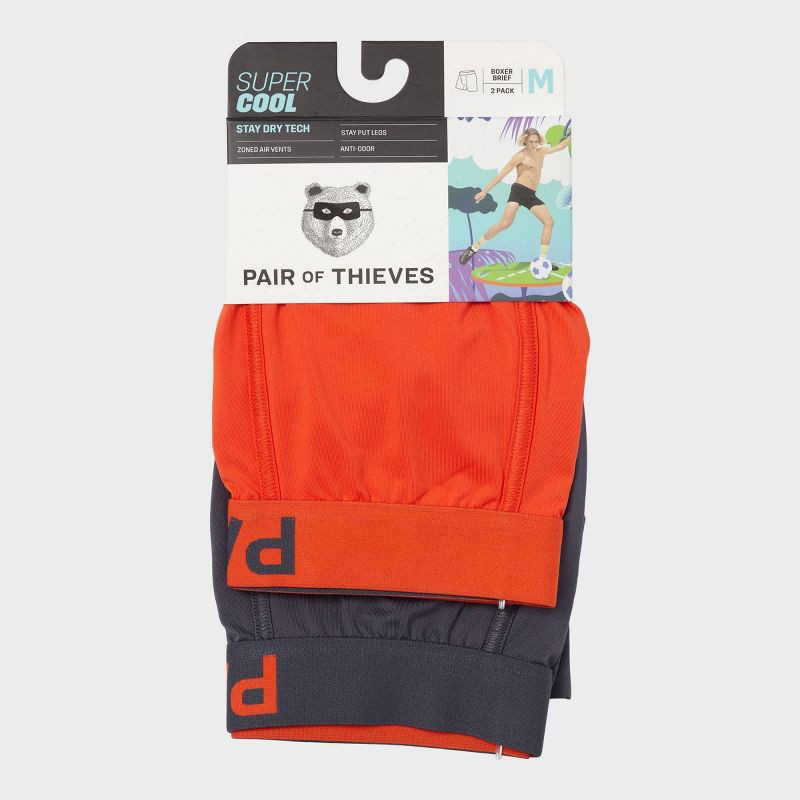 slide 2 of 6, Pair of Thieves Men's 2pk Sport Boxer Briefs - Tomato Red L: Tagless, Mesh Fabric, Flat Seams, Elastic Waistband, 2 ct