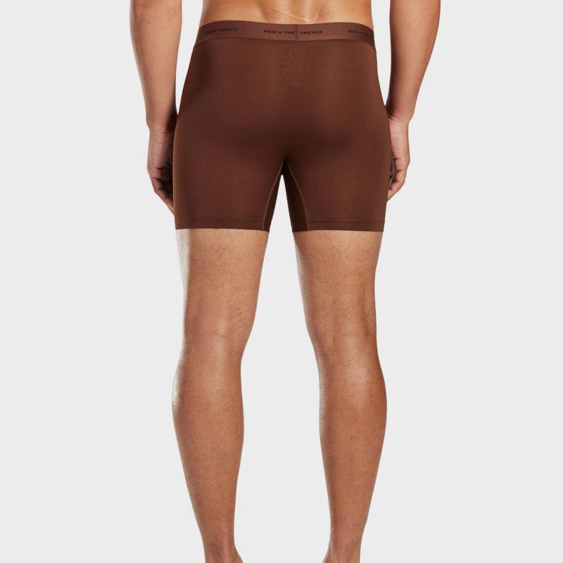 slide 4 of 5, Pair of Thieves Men's 3pk Quick Dry Poly Boxer Briefs - Brown S: Tagless, Full Waistband Elastic, Flat Seams, Machine Washable, 3 ct