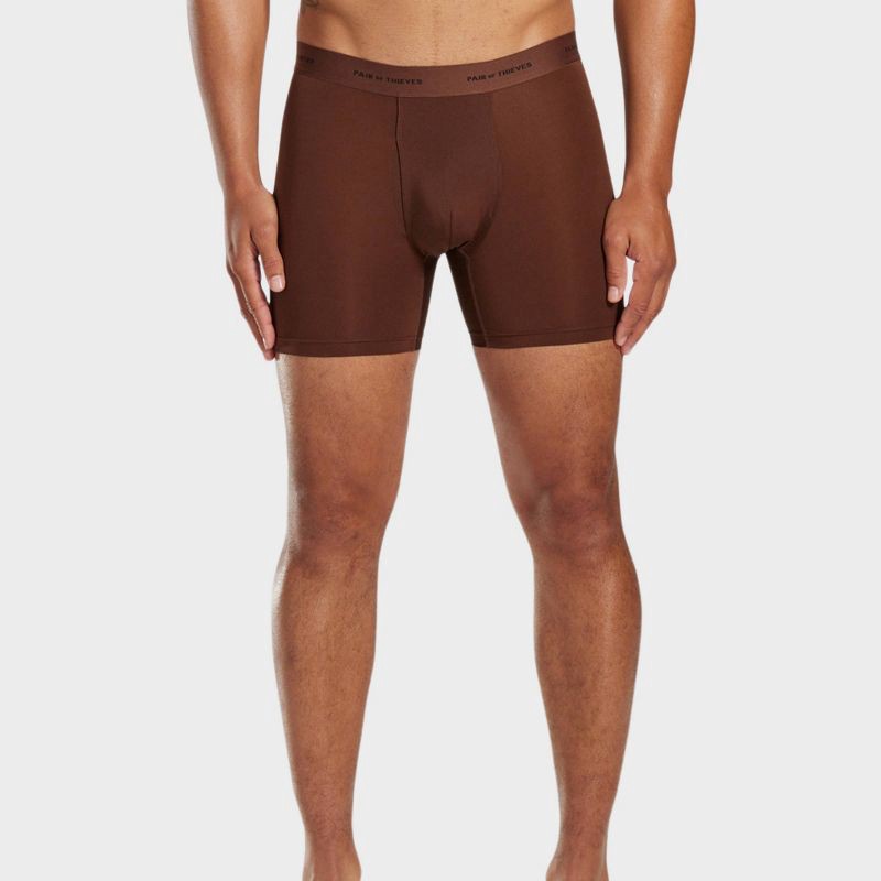 slide 2 of 5, Pair of Thieves Men's 3pk Quick Dry Poly Boxer Briefs - Brown XL: Tagless, Full Waistband Elastic, Flat Seams, Knit Fabric, 3 ct