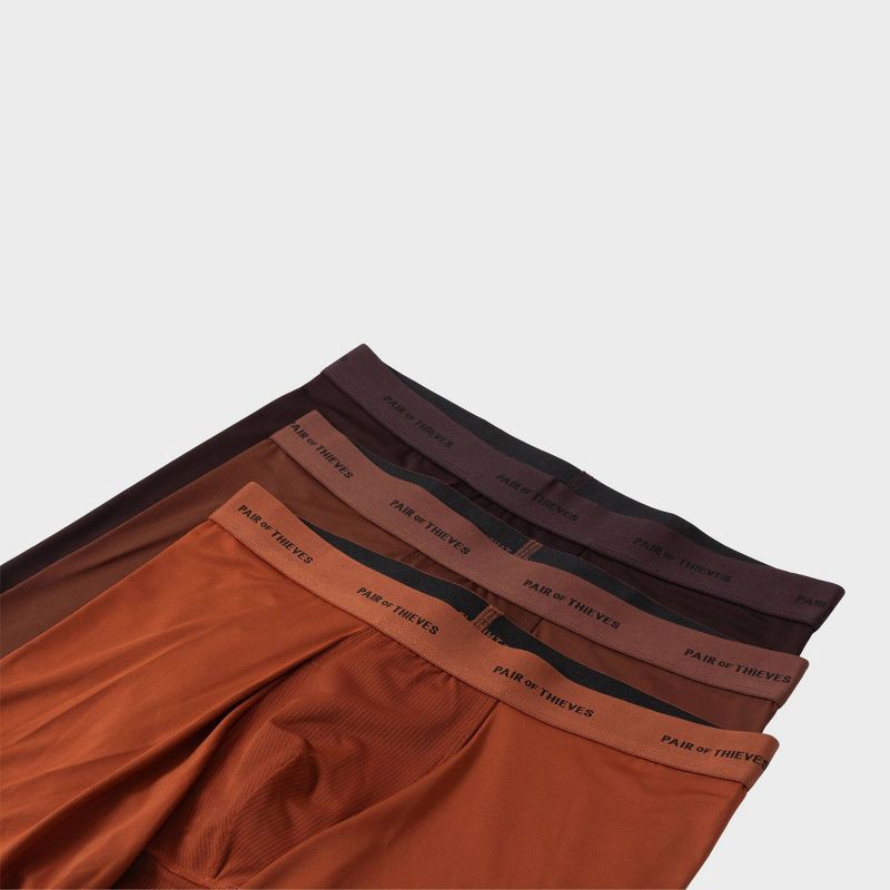 slide 1 of 5, Pair of Thieves Men's 3pk Quick Dry Poly Boxer Briefs - Brown XL: Tagless, Full Waistband Elastic, Flat Seams, Knit Fabric, 3 ct