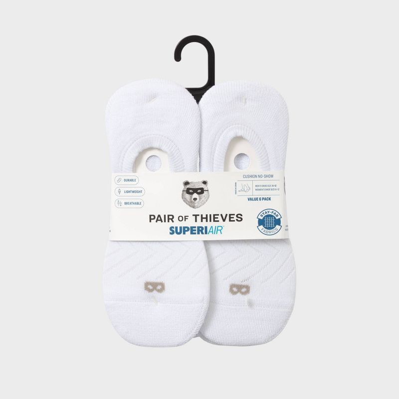 slide 2 of 7, Pair of Thieves Men's 6pk SuperiAir Cushion No Show Socks - White 6-12, 6 ct