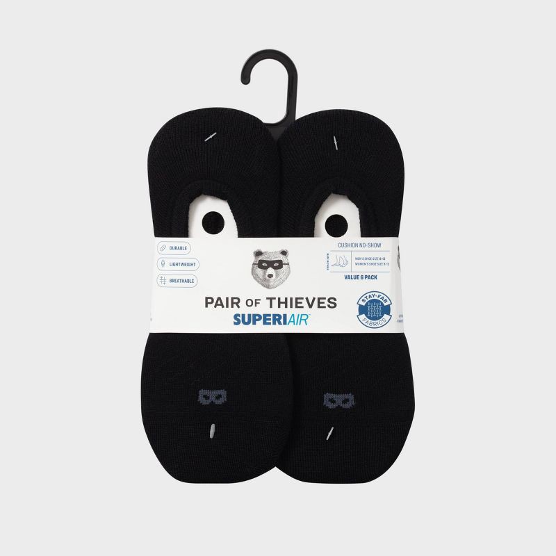 slide 2 of 7, Pair of Thieves Men's 6pk SuperiAir Cushion No Show Socks - Black 6-12, 6 ct