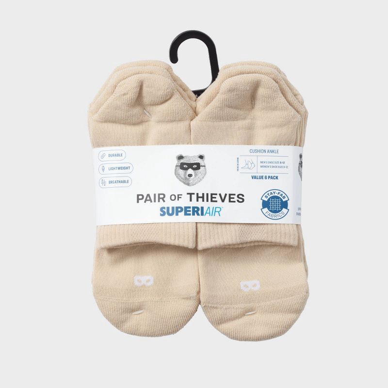 slide 2 of 6, Pair of Thieves Men's 6pk SuperiAir Cushion Ankle Socks - Cream 6-12, 6 ct