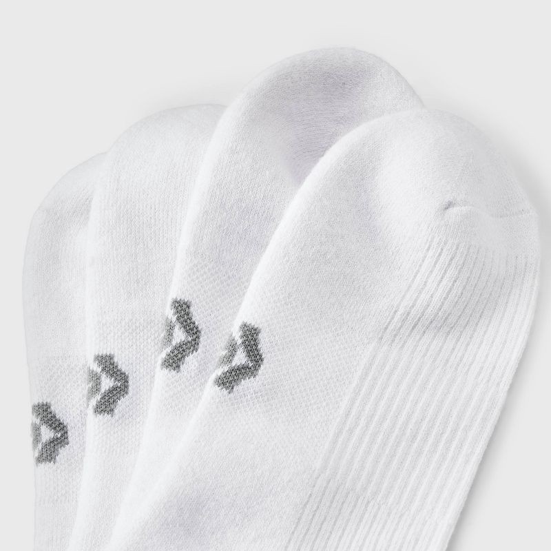 slide 3 of 3, Men's 3pk Quarter Crew Socks - All In Motion™ White 6-12: Cushioned Heel, Flat Seams, Midweight Knit, 3 ct
