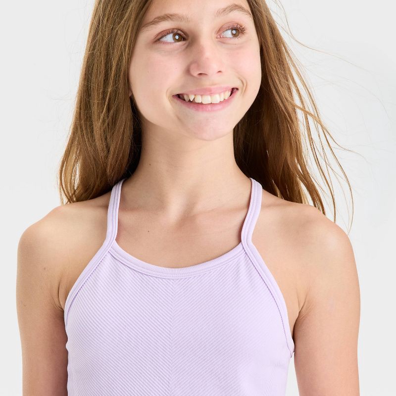 slide 3 of 3, Girls' Seamless Crop Tank Top - All In Motion™ Lilac Purple L, 1 ct