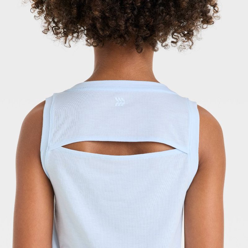 slide 3 of 3, Girls' Muscle Tank Top - All In Motion™ Light Blue M, 1 ct