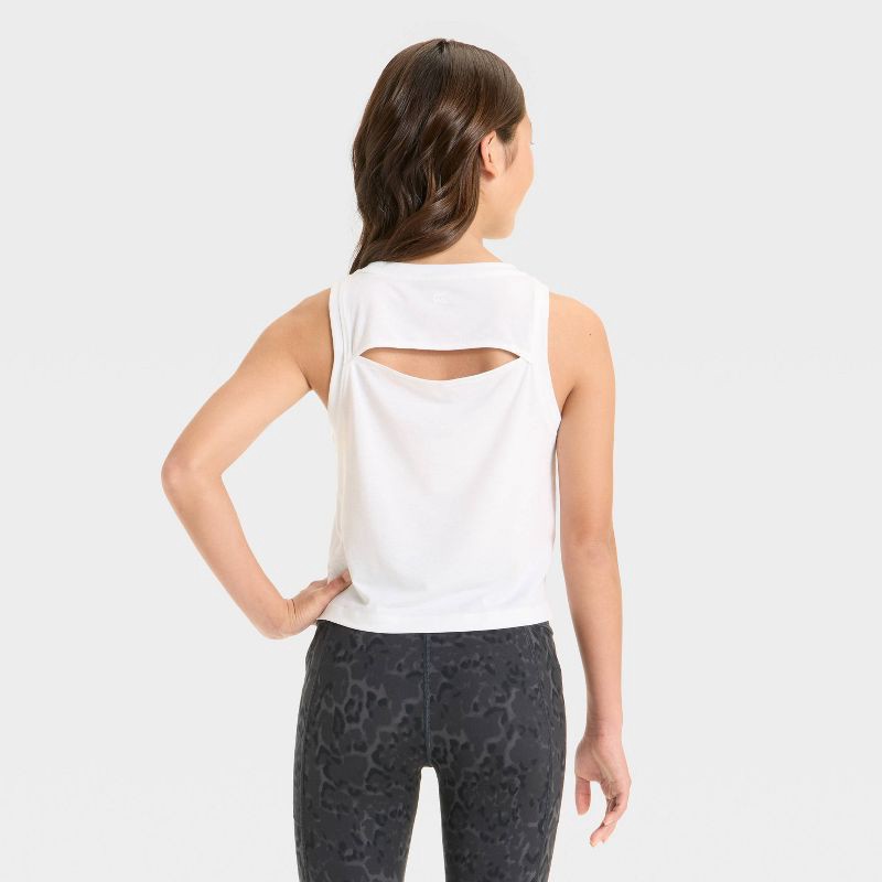 slide 2 of 3, Girls' Muscle Tank Top - All In Motion™ White XS, 1 ct