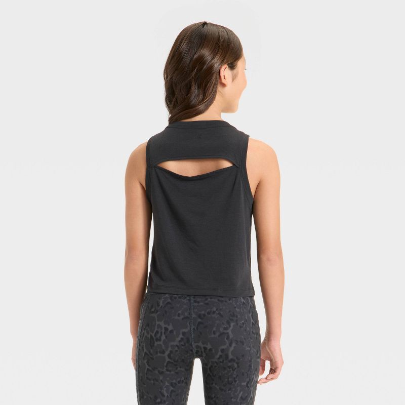 slide 2 of 3, Girls' Muscle Tank Top - All In Motion™ Black M, 1 ct