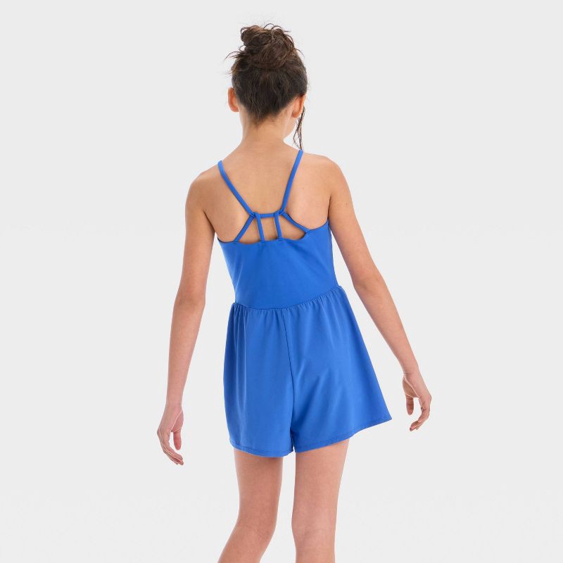 slide 2 of 3, Girls' Knit Active Romper - All In Motion™ Royal Blue XL, 1 ct