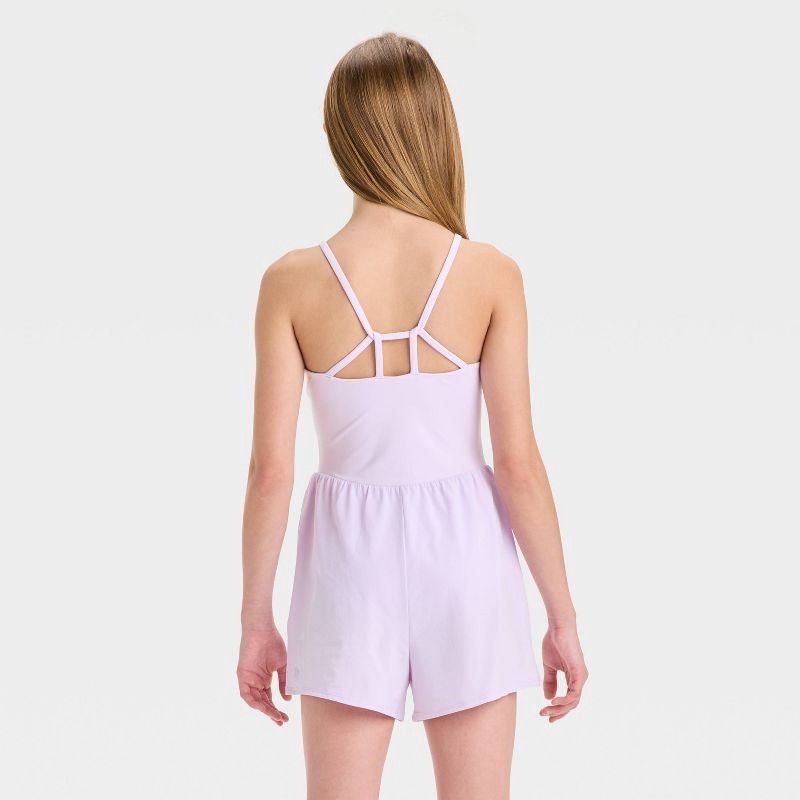 slide 2 of 3, Girls' Knit Active Romper - All In Motion™ Lilac Purple XL, 1 ct
