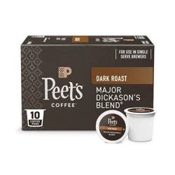 Peet's Coffee Major Dickason Dark Roast Brewed Single Serve Coffee Pods - 10ct