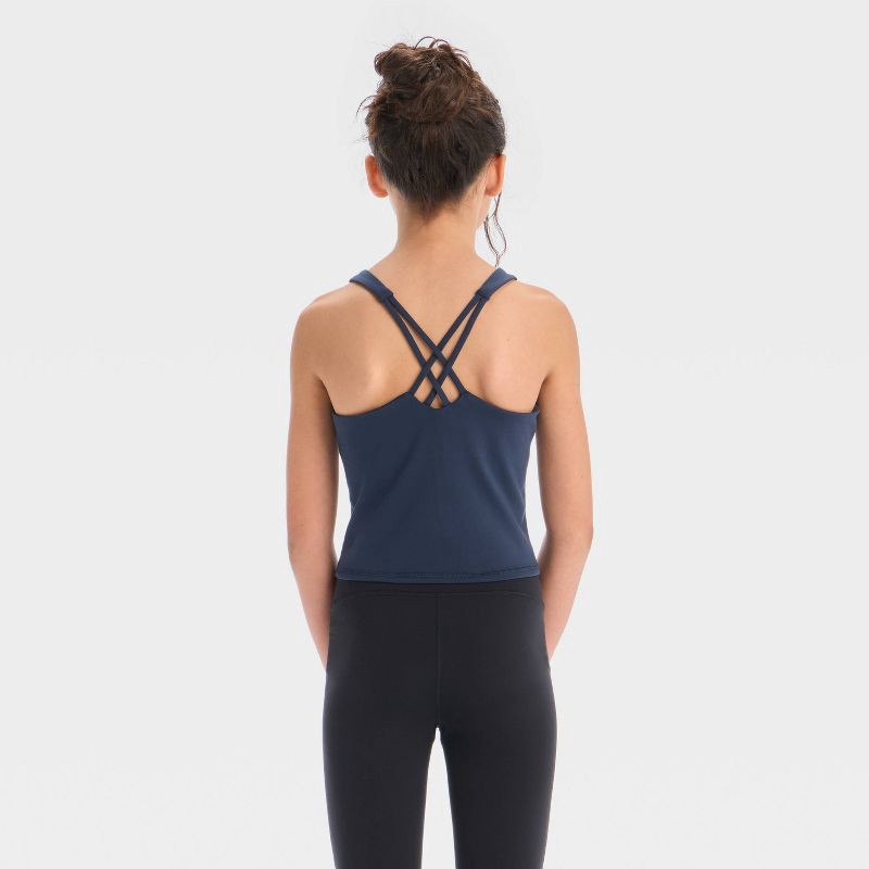slide 2 of 3, Girls' Crop Tank Top - All In Motion™ Navy Blue S, 1 ct
