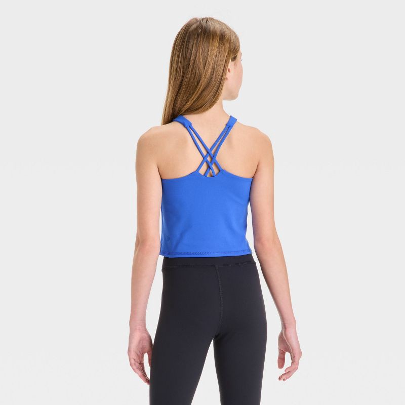 slide 2 of 3, Girls' Strappy Crop Tank Top - All In Motion™ Royal Blue XL, 1 ct
