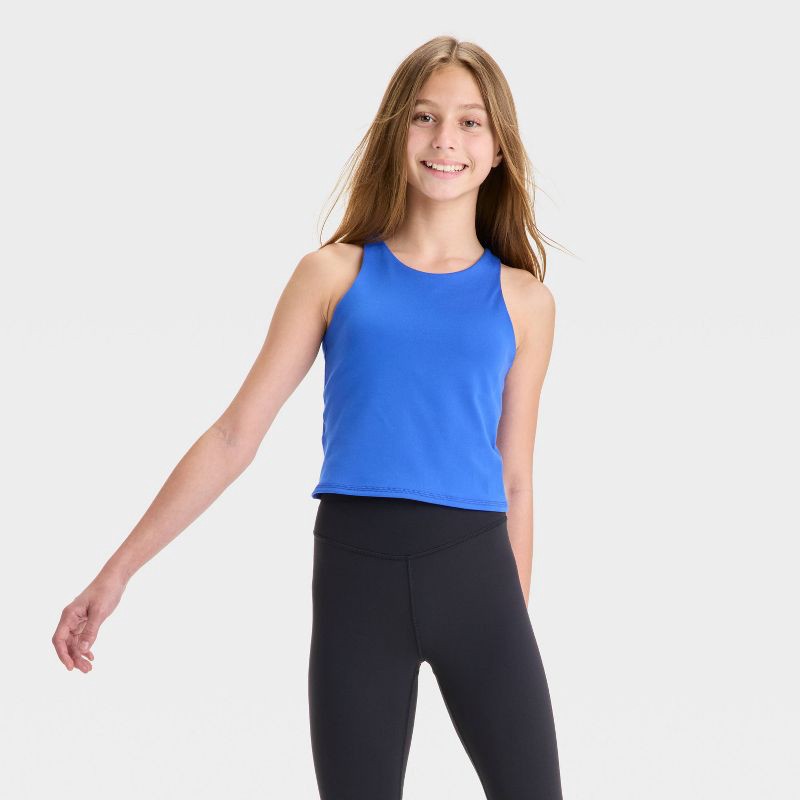 slide 1 of 3, Girls' Strappy Crop Tank Top - All In Motion™ Royal Blue XL, 1 ct