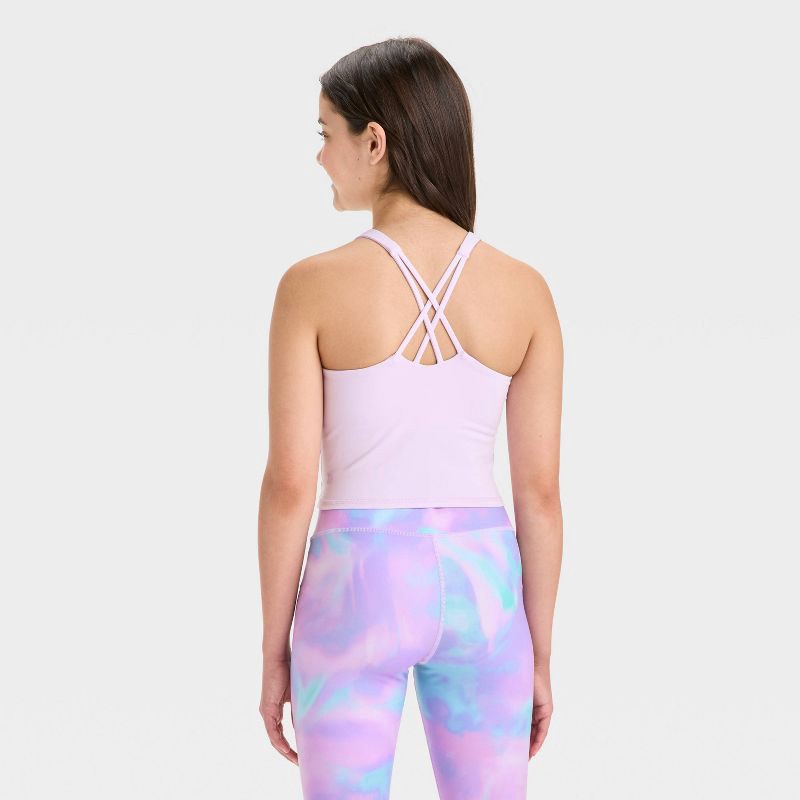 slide 2 of 3, Girls' Strappy Crop Tank Top - All In Motion™ Lilac Purple M, 1 ct