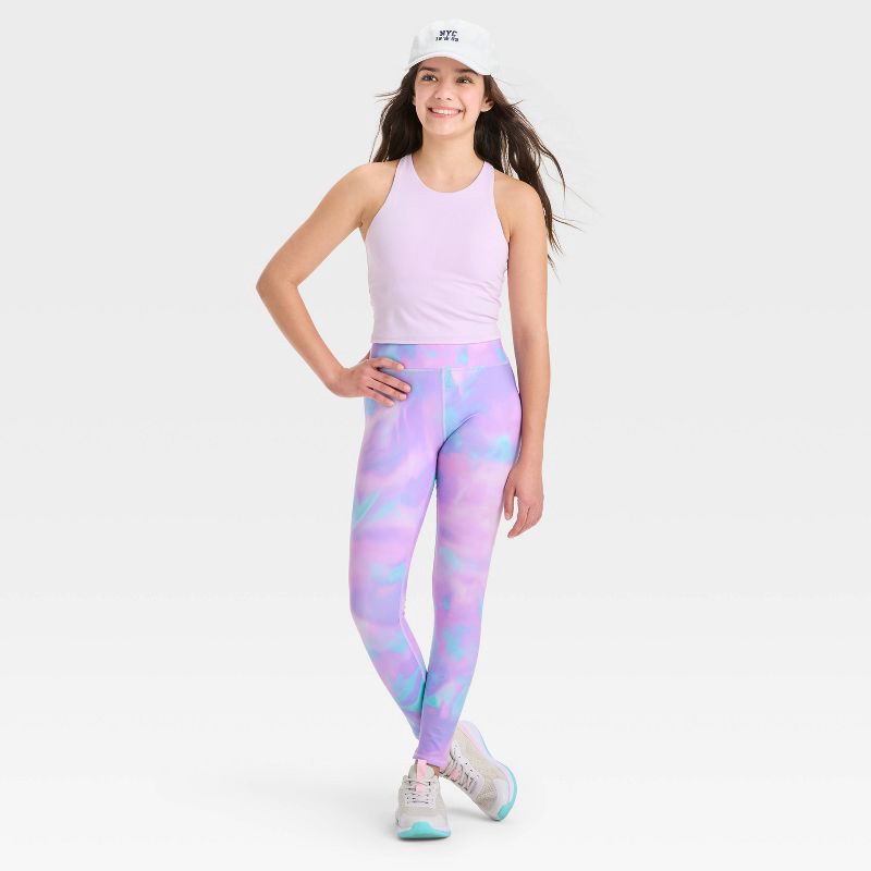 slide 3 of 3, Girls' Strappy Crop Tank Top - All In Motion™ Lilac Purple M, 1 ct