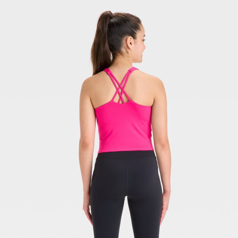 slide 3 of 3, Girls' Crop Tank Top - All In Motion™ Berry Pink M, 1 ct
