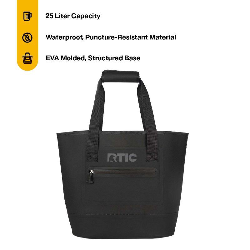 slide 3 of 5, RTIC Outdoors Ultra-Tough Tote Bag - Black S: Double Shoulder Handles, Nylon Shell, 1 ct