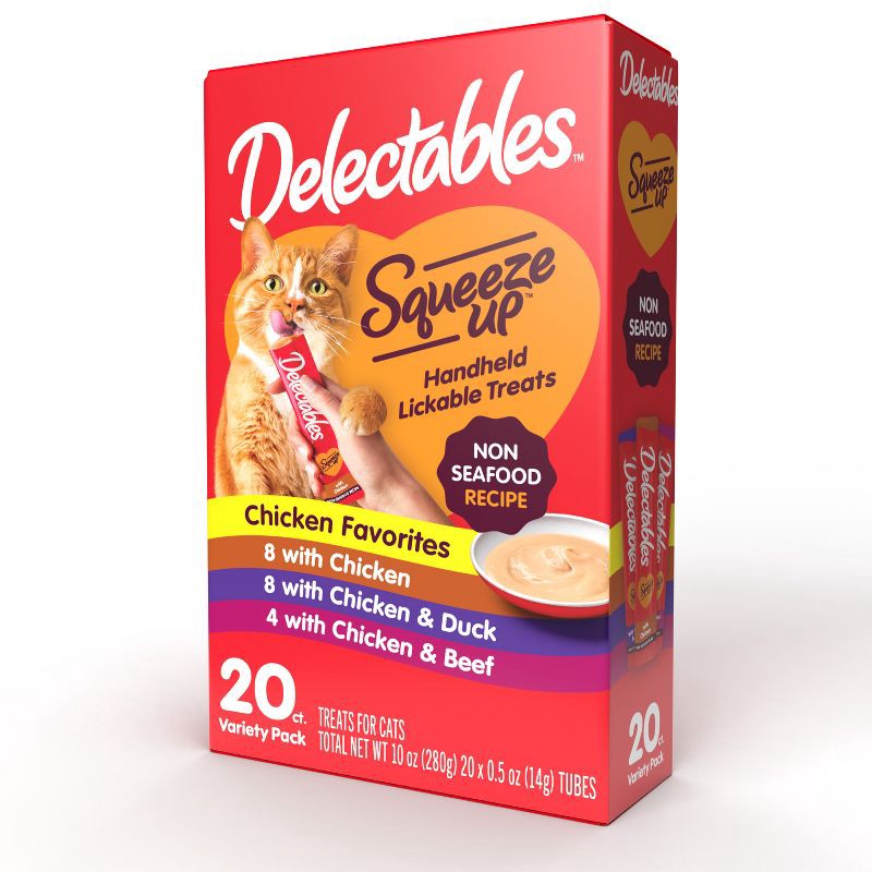 slide 3 of 4, Delectables Duck, Beef and Chicken Flavor Squeeze Up Variety Pack Cat Treats - 10oz/20ct, 20 ct; 10 oz